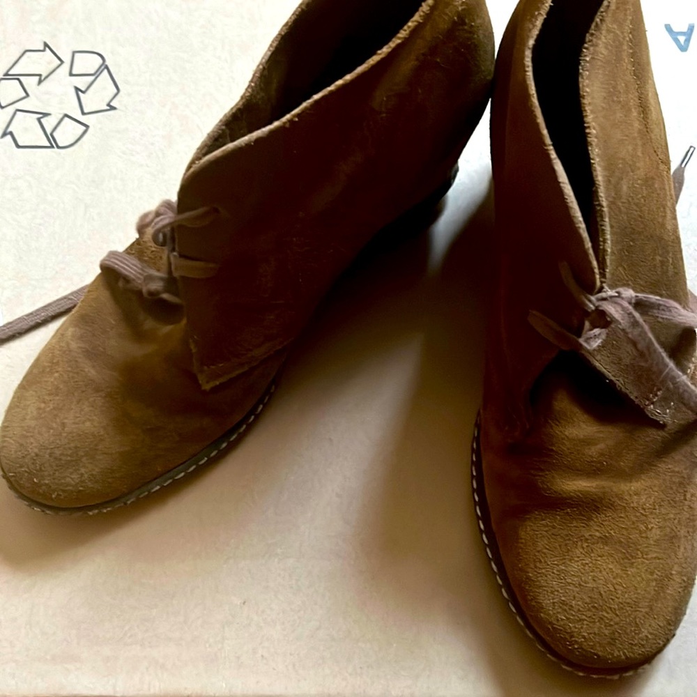J Crew suede wedge heeled brown leather boots in women’s 37